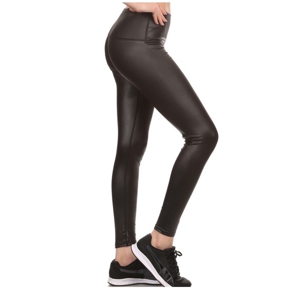 High Waist Faux Leather Leggings - Picture 2 of 6